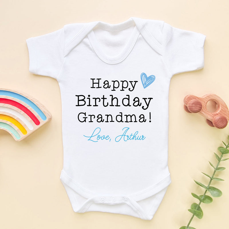 Happy Birthday Grandma (Boy) Personalised Baby Bodysuit - Little Lili Store (6607932162120)