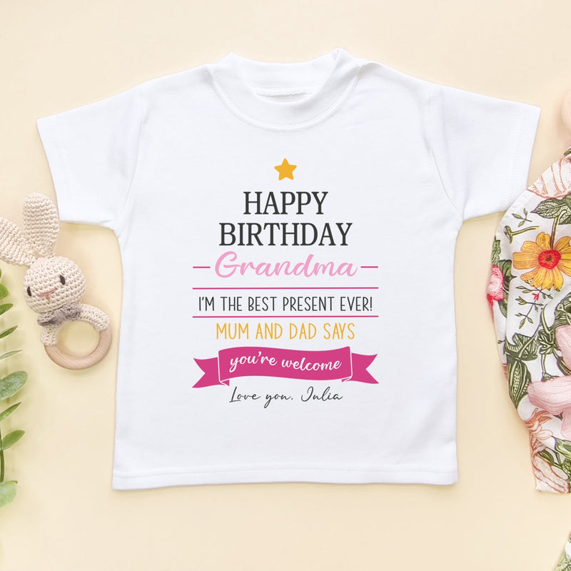 Happy Birthday Grandma Quote (Girl) Personalised Toddler T Shirt - Little Lili Store (6607933243464)