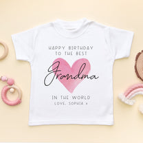 Personalised Birthday 'Best Grandma' Pink Heart T-Shirt for Girls & Kids
