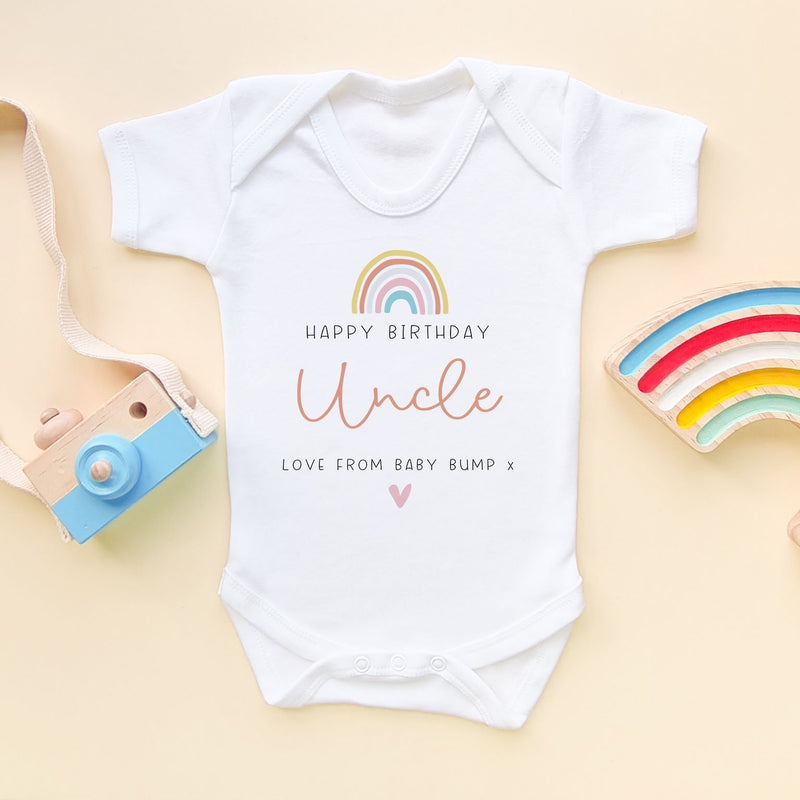 Happy Birthday Uncle To Be Love Bump Gift Baby Bodysuit - Little Lili Store (8322178318616)