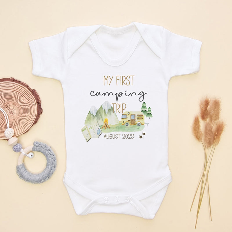 My First Camping Trip Personalised Baby Bodysuit - Little Lili Store (8290289680664)