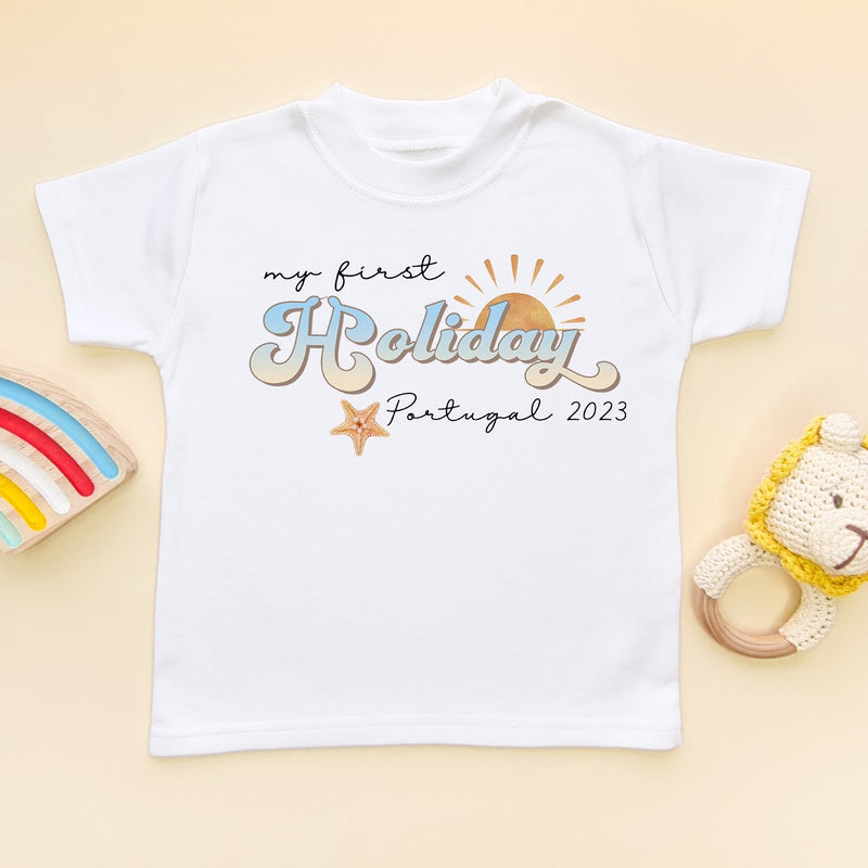 My First Holiday Retro Personalised Toddler & Kids T Shirt - Little Lili Store (8290283454744)