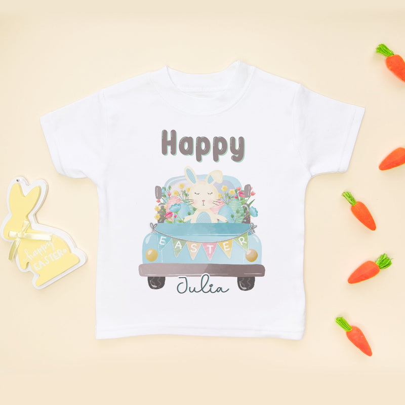 Personalised Happy Easter Bunny Truck Toddler T Shirt - Little Lili Store (8147615580440)