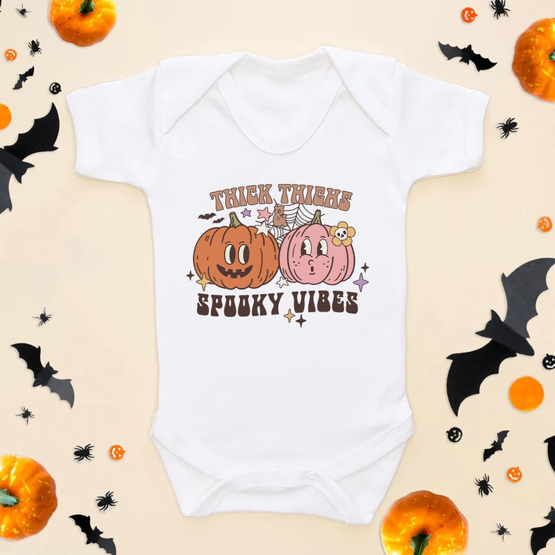 Retro Thick Thighs Spooky Vibes Baby Bodysuit - Little Lili Store (8595857309976)