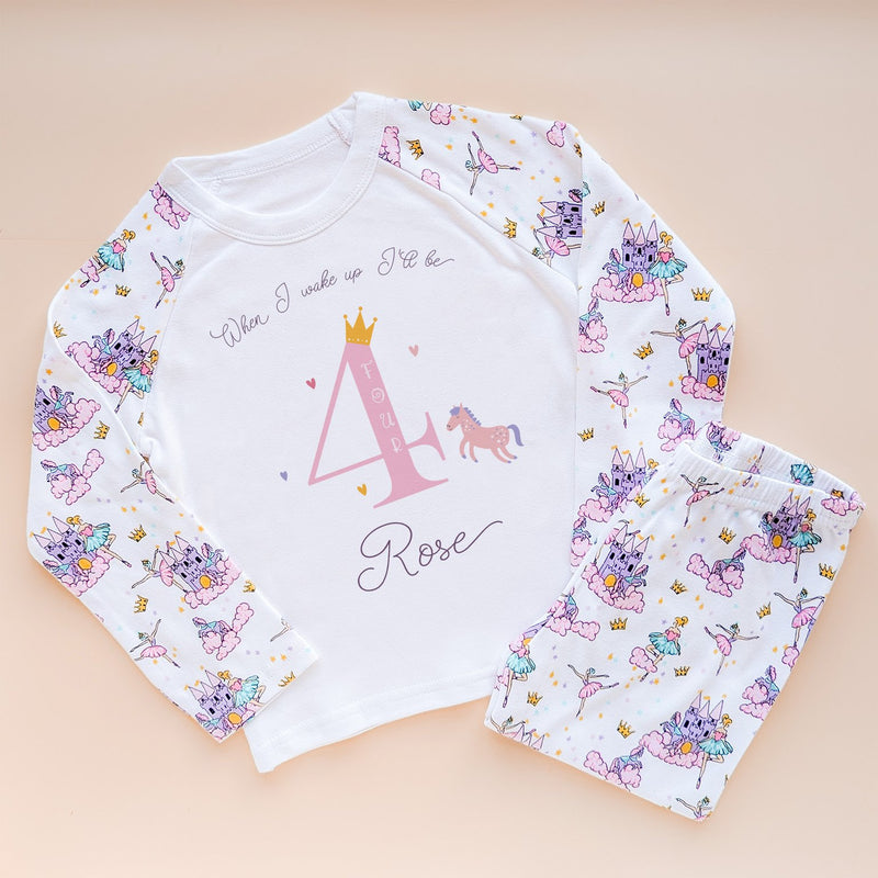 When I Wake Up I Will Be Four Personalised Birthday Girl Pyjamas Set - Little Lili Store (8569464226072)