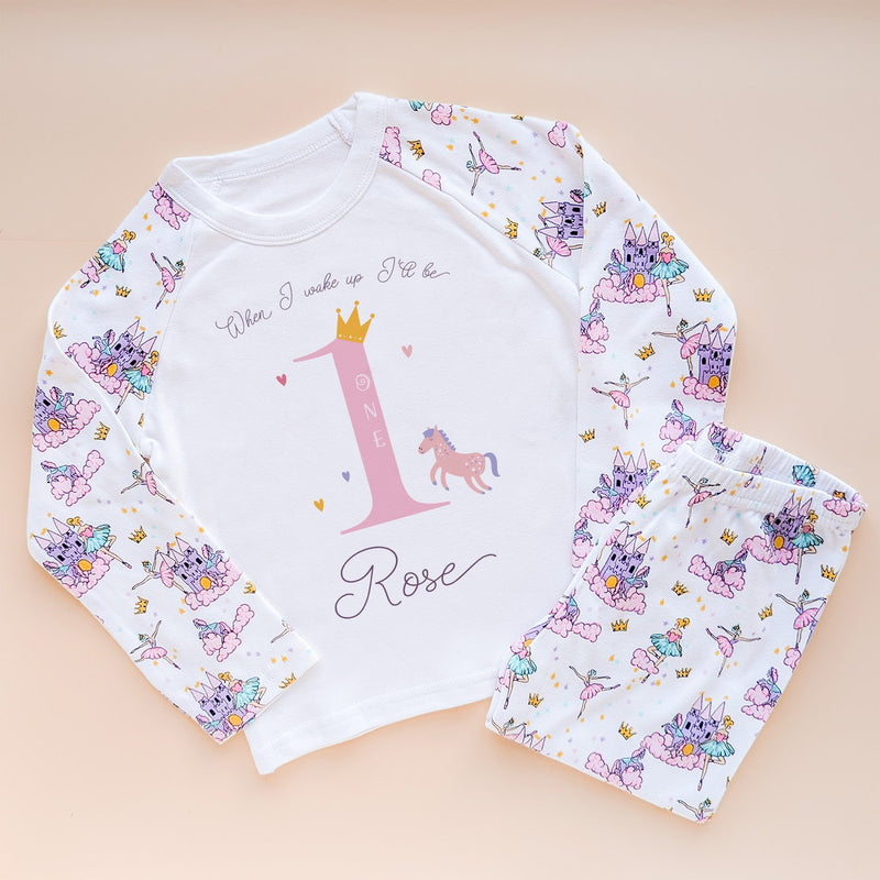 When I Wake Up I Will Be One Personalised Birthday Girl Pyjamas Set - Little Lili Store (8569471369496)