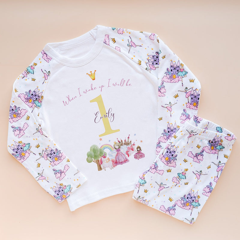 When I Wake Up I Will Be One Personalised Birthday Unicorn Queen Pyjamas Set - Little Lili Store (8565784477976)