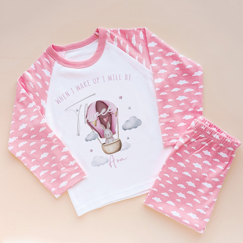 When I Wake Up I Will Be Three Personalised Birthday Bunny Pyjamas Set - Little Lili Store (8569834799384)