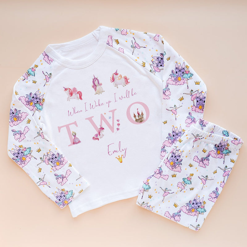 When I Wake Up I Will Be Two Personalised Unicorn Queen Pyjamas Set - Little Lili Store (8565735817496)