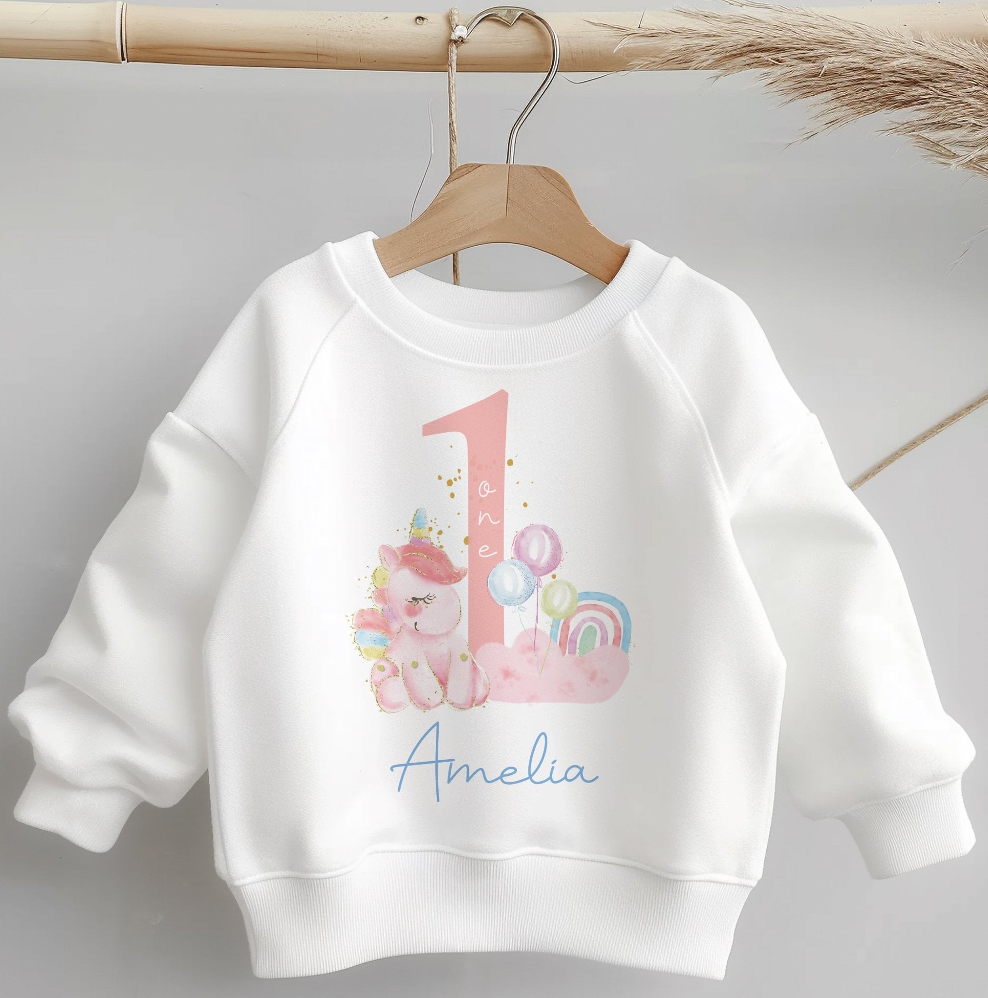 1st Birthday Unicorn Girl Personalised Toddler Kids Sweatshirt