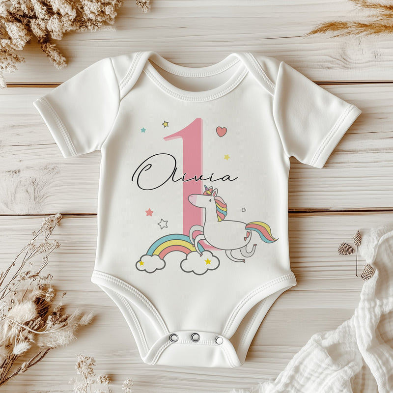 1st Birthday Unicorn Personalised Baby Bodysuit - Little Lili Store
