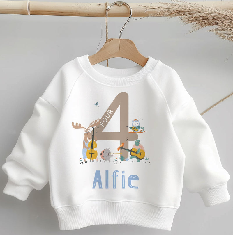 4th Birthday Musician Animals Personalised Toddler & Kids Sweatshirt - Little Lili Store