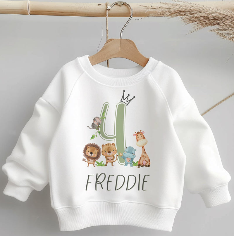 4th Birthday Safari Animals Personalised Toddler & Kids Sweatshirt - Little Lili Store