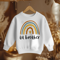 Lil Brother Kids Jumper Boho Rainbow Heart Scallop Pattern Announcement Gift