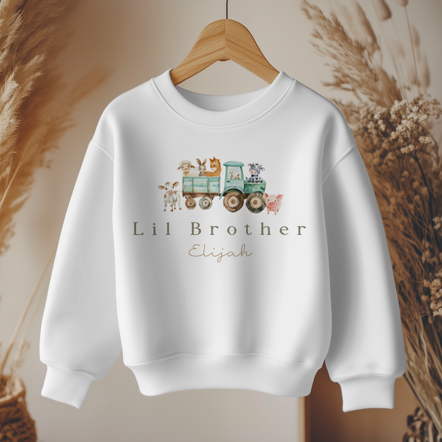 Personalised Lil Brother Farm Tractor Sweatshirt