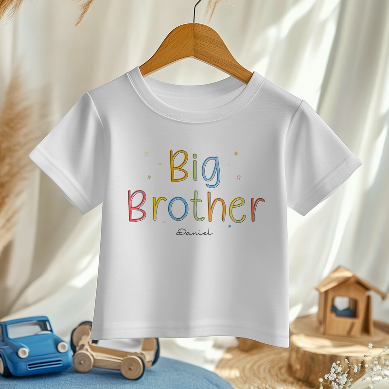Big Brother Colourful Letters Theme Personalised Toddler & Kids T Shirt
