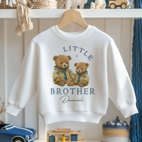 Personalised Kids Little Brother Teddy Bears in Jackets Sweatshirt for Boys