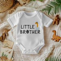 Little Brother Baby Vest Bodysuit Hatching Dinosaur Egg Yellow Dino Script Lettering for Newborn Announcement Gift