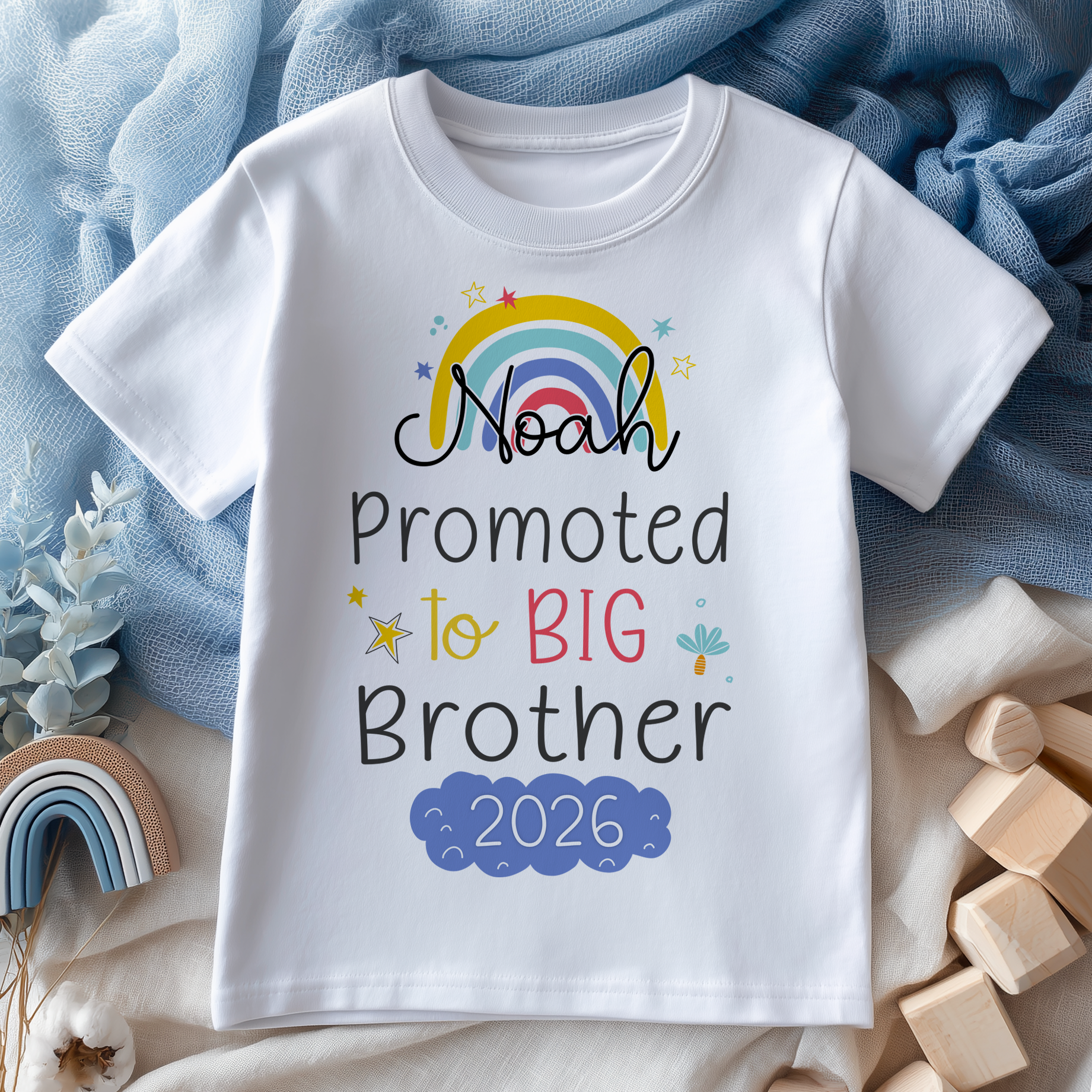 Promoted To Big Brother Rainbow Personalised Toddler & Kids T Shirt