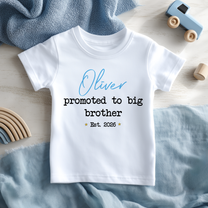 Personalised Big Brother Blue Script Name Est. Stars T-Shirt for Kids