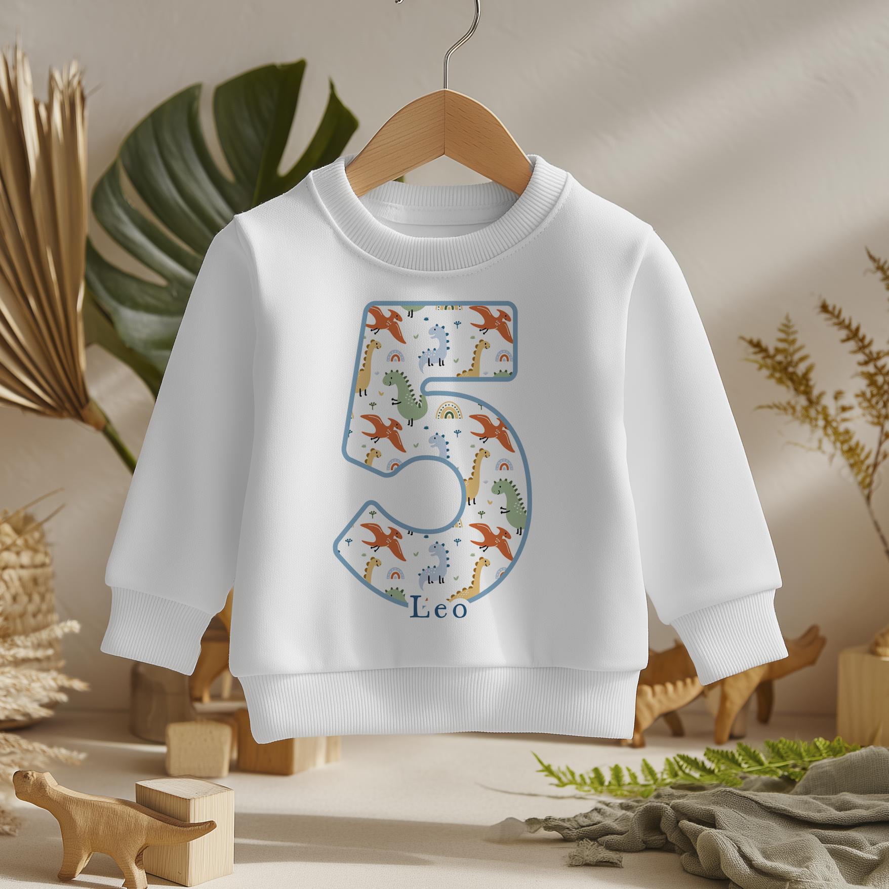 Personalised 5th Birthday Dinosaur Rainbow Sweatshirt for Kids