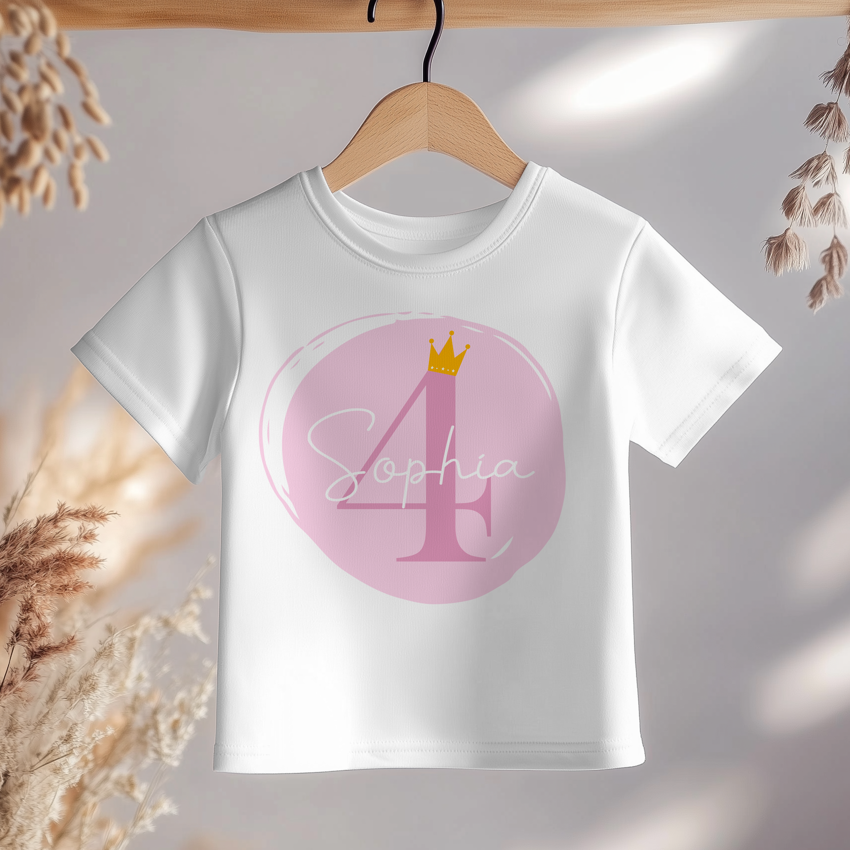 4th Birthday Girl Pink Theme Personalised Kids T Shirt