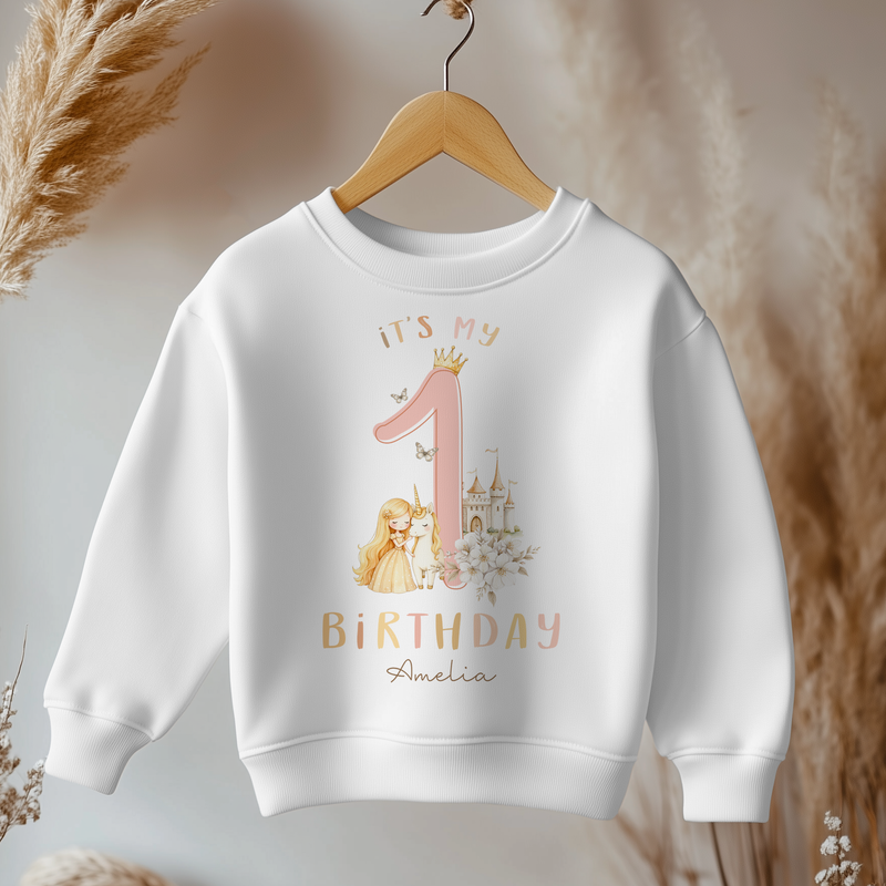 1st Birthday Unicorn Boho Princess Personalised Toddler & Kids Sweatshirt