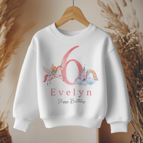 Personalised 6th Birthday Unicorn Princess & Rainbow Sweatshirt for Girls & Kids
