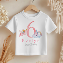 Personalised 6th Birthday Unicorn Princess & Rainbow T-Shirt for Girls & Kids