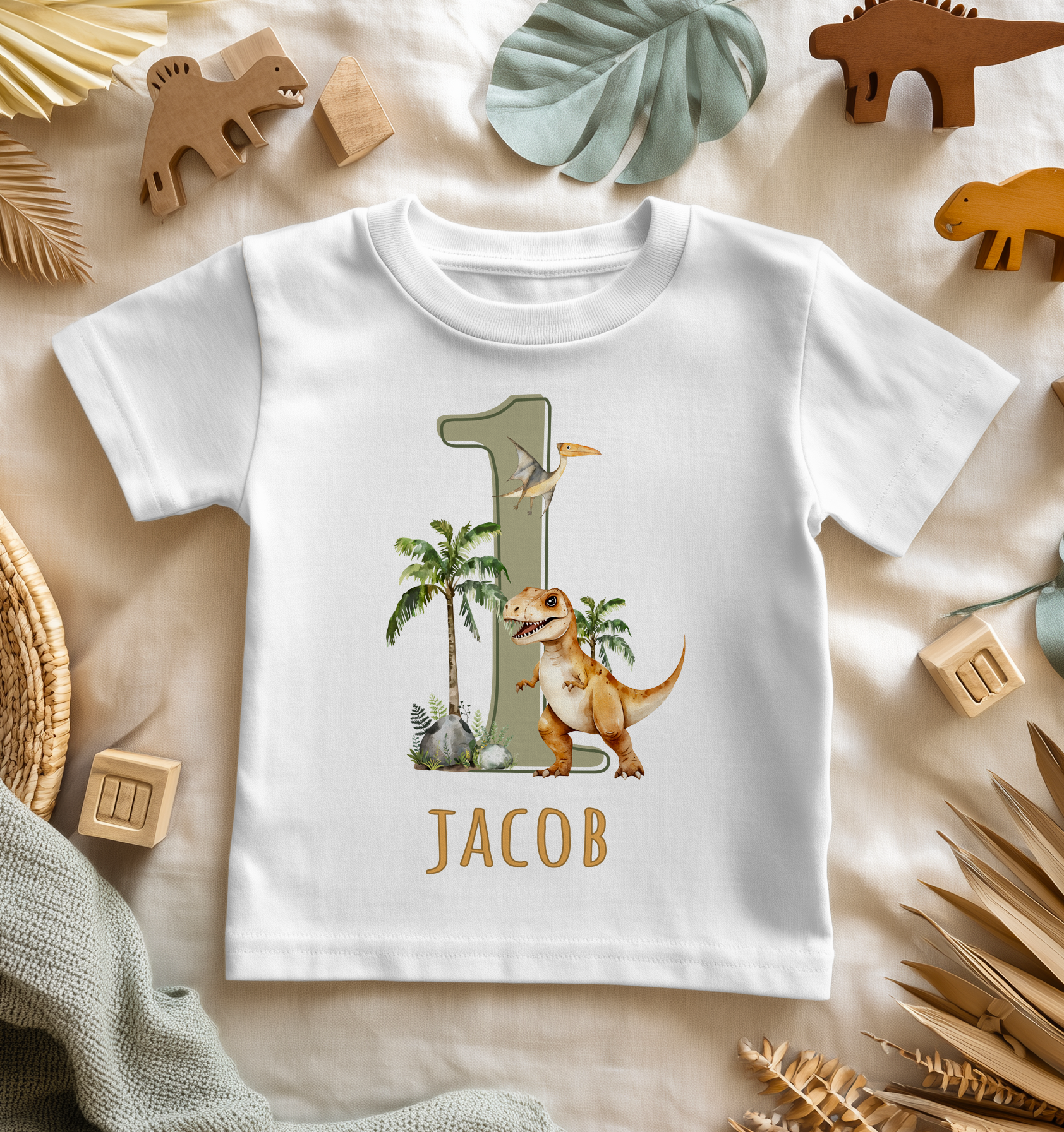1st Birthday Dinosaur T-Rex Personalised Toddler & Kids T Shirt