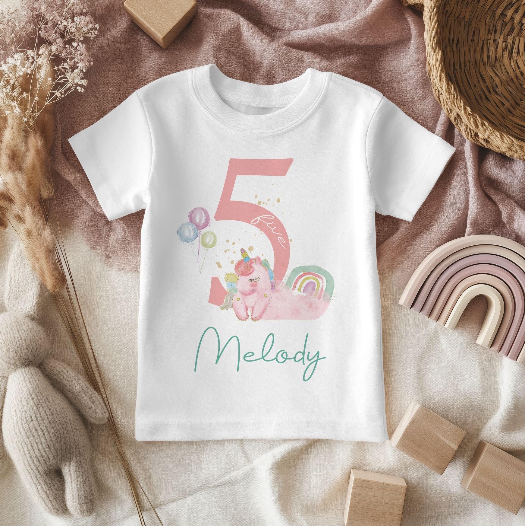 5th Birthday Unicorn Personalised Kids T Shirt