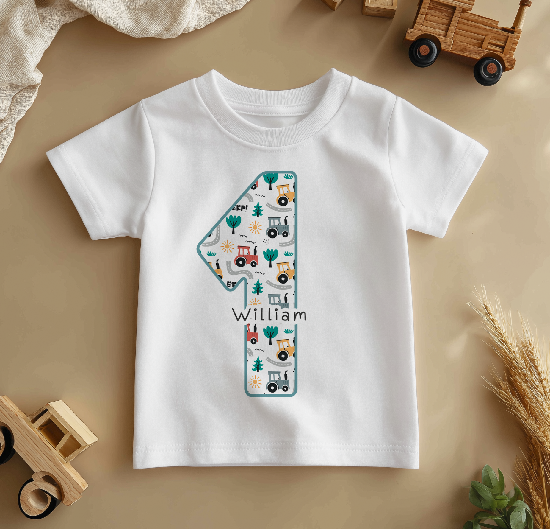 1st Birthday Farm Tractor Personalised Toddler & Kids T Shirt