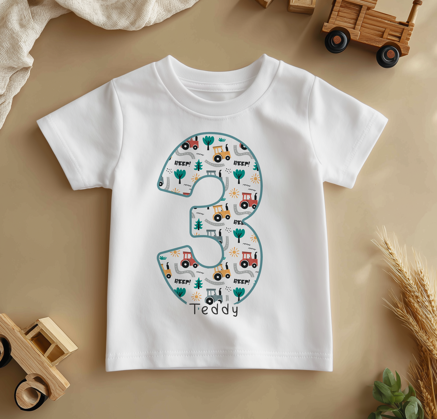 3rd Birthday Farm Tractor Personalised Kids T Shirt