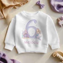 Personalised 6th Birthday Lilac Mermaid Seashell House Sweatshirt for Kids