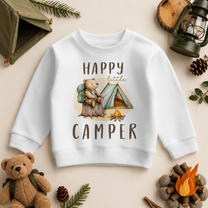 Happy Little Camper Sweatshirt Bear and Tent for Toddlers and Kids