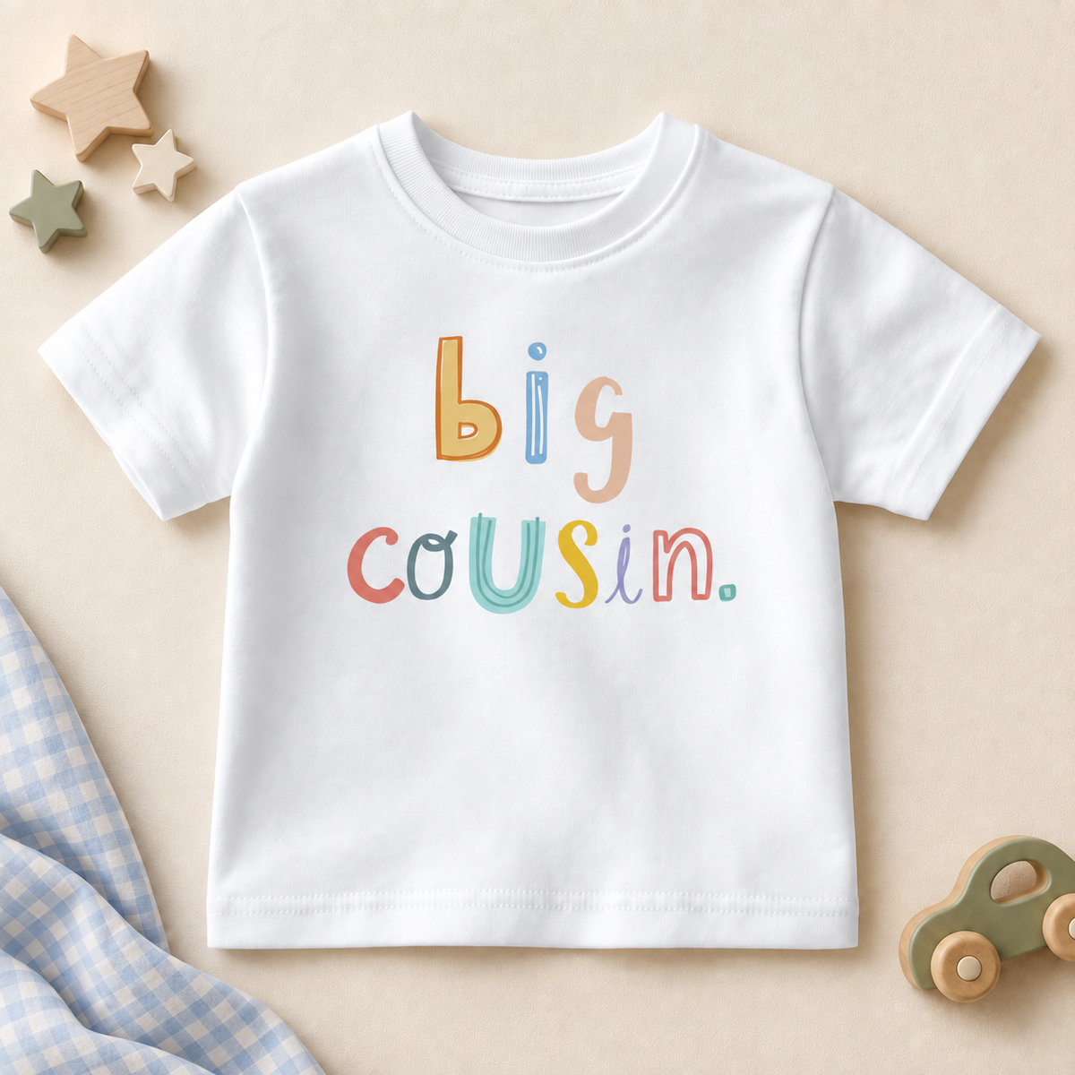 Big Cousin pastel lettering white T-shirt, CS048T / ZZB0380