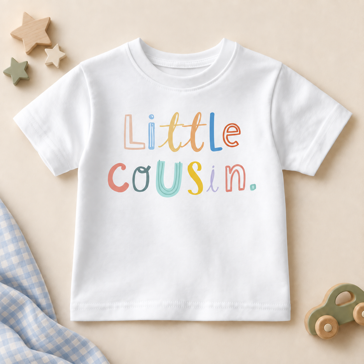 Little Cousin pastel lettering white T-shirt, CS048Ta / ZZB0381