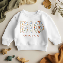 Big Cousin Dinosaur Print Letters Sweatshirt for Kids