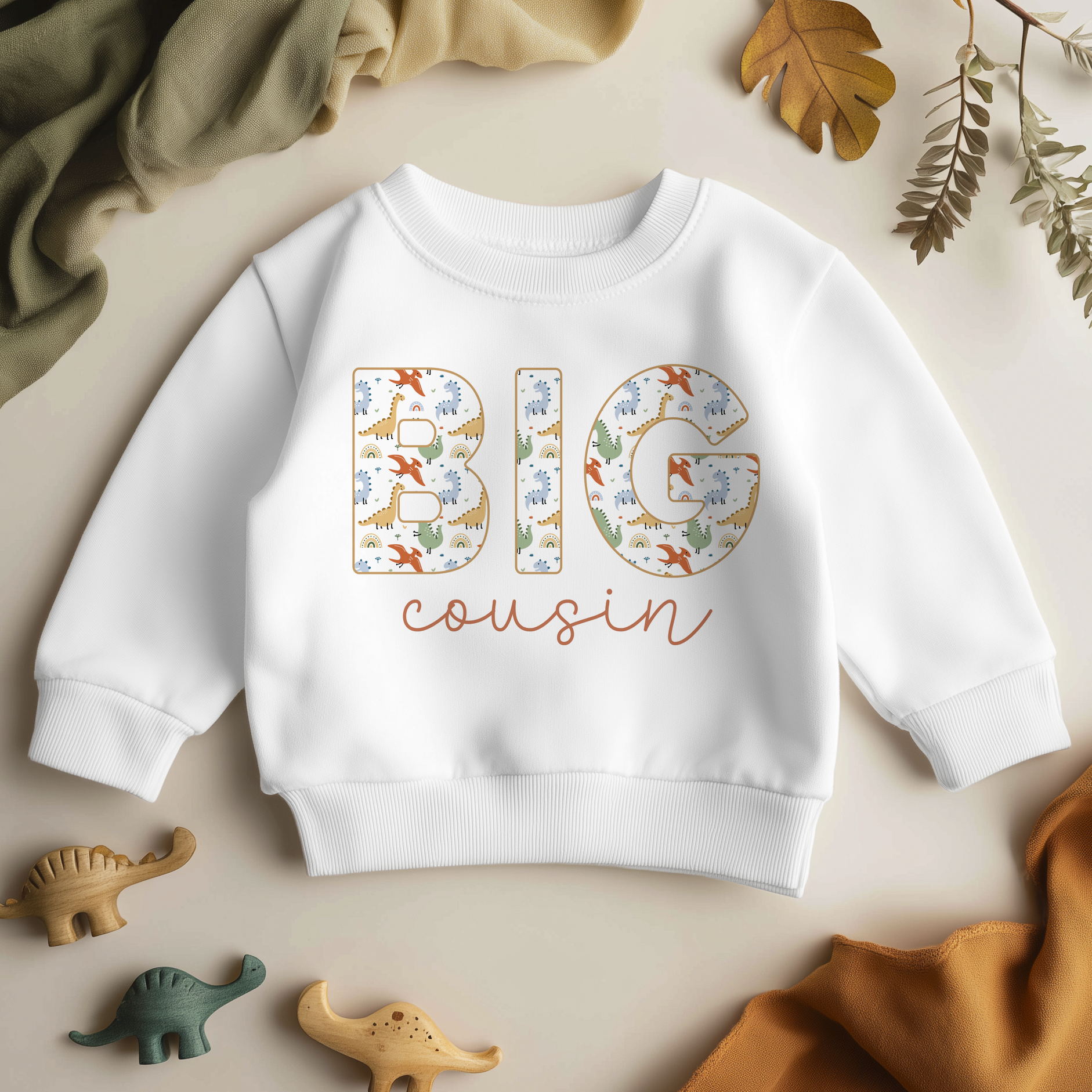 Big Cousin Dinosaur Print Letters Sweatshirt for Kids