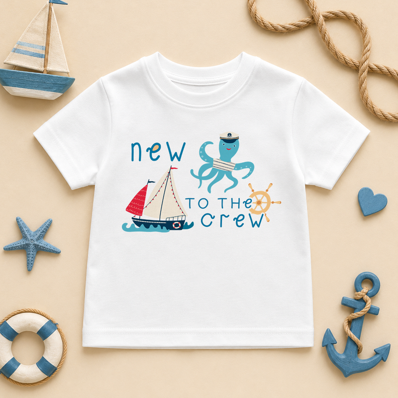 New To The Crew Octopus & Sailboat — nautical summer holiday design