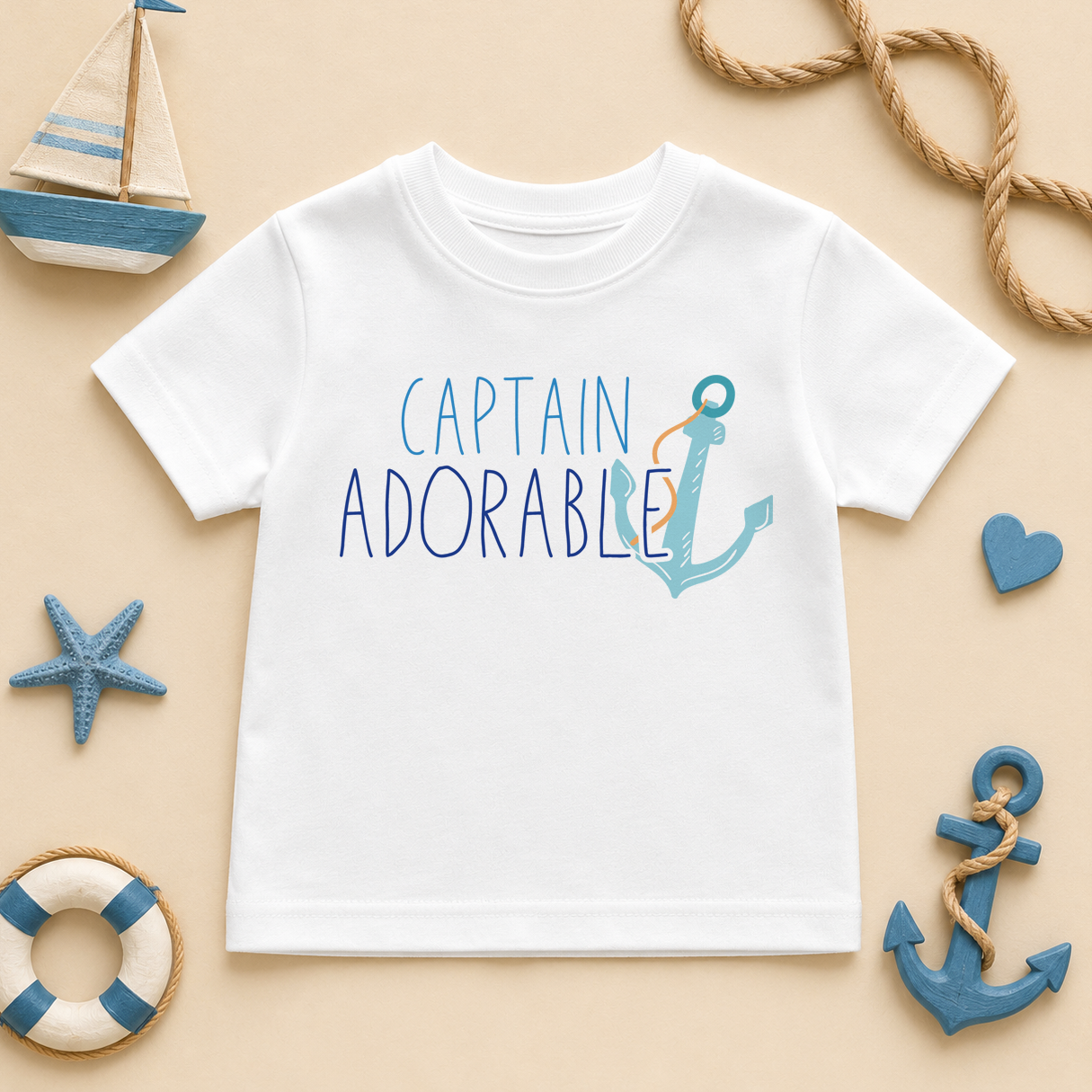 Captain Adorable Nautical Anchor — teal blue summer holiday t-shirt