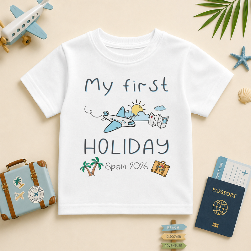 My First Holiday Aeroplane Suitcase Passport — doodle travel t-shirt