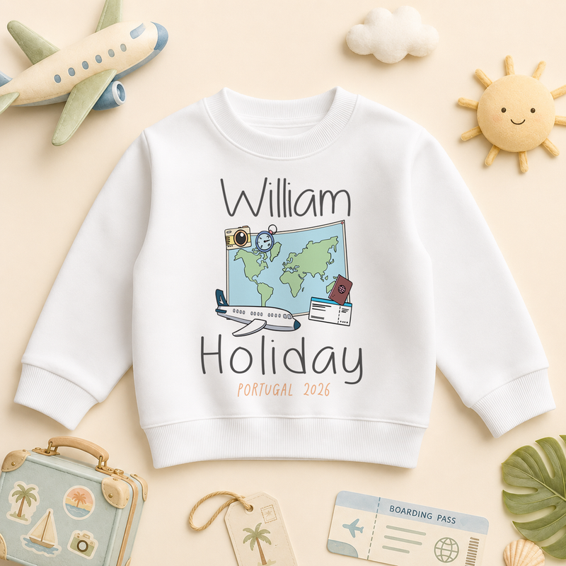 Holiday World Map Travel — aeroplane passport camera summer sweatshirt