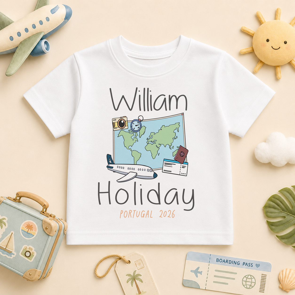 Holiday World Map Travel — aeroplane passport camera summer t-shirt