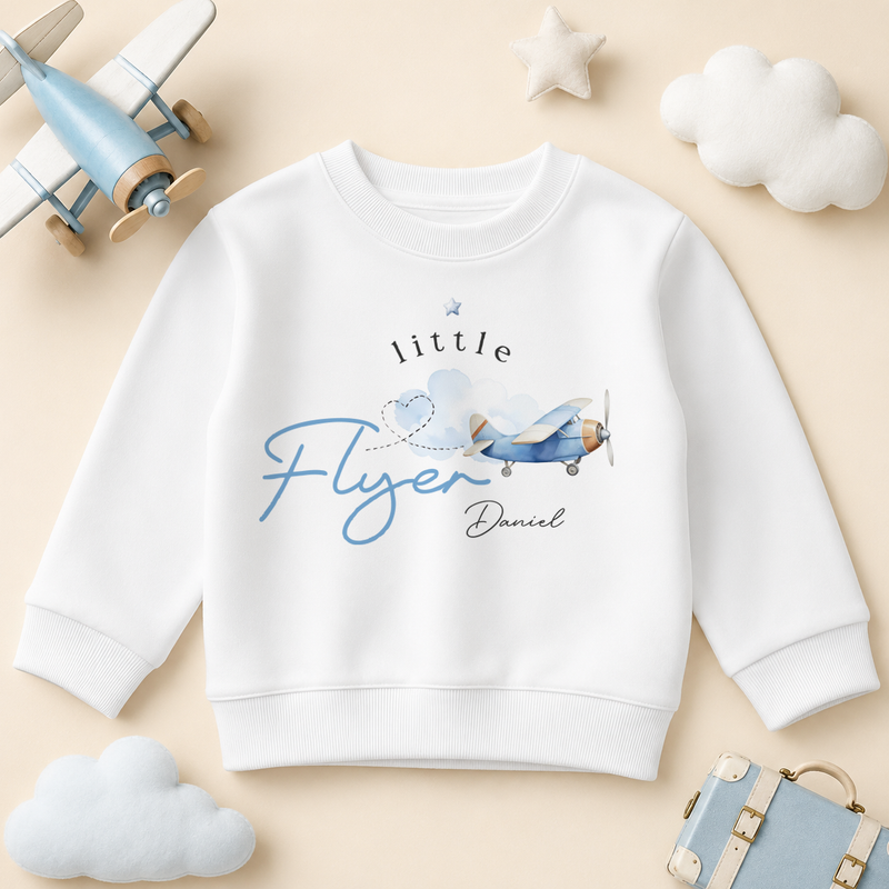 Little Flyer Blue Aeroplane — summer holiday sweatshirt for boys