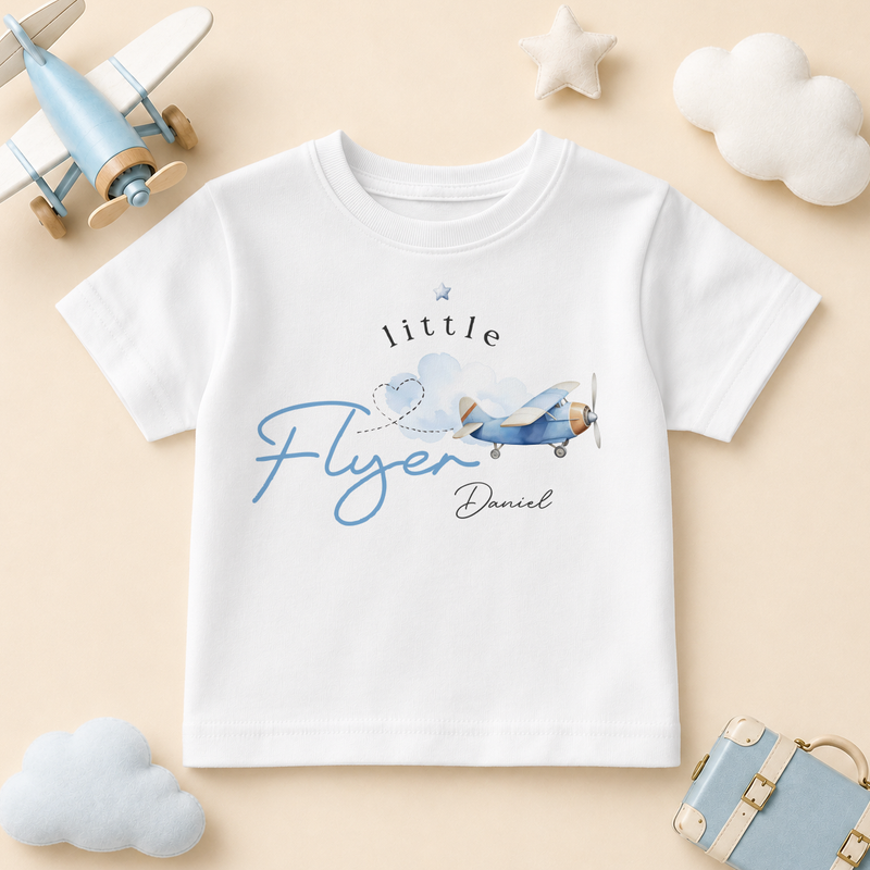Little Flyer Blue Aeroplane — summer holiday t-shirt for boys