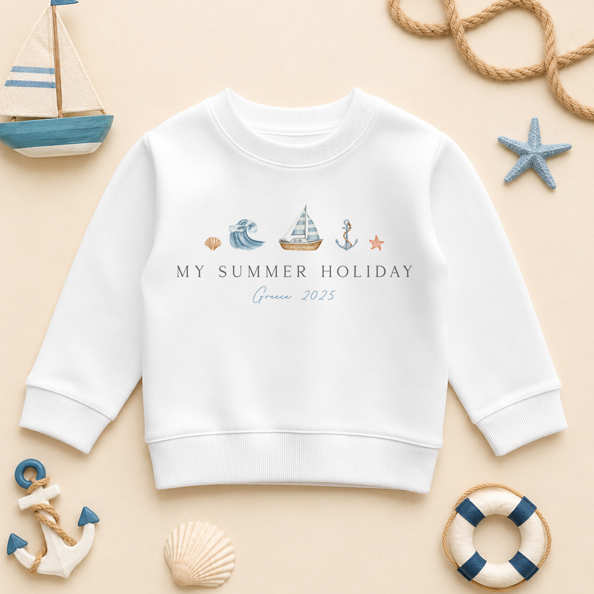 My Summer Holiday Nautical Wave & Sailboat — summer sweatshirt