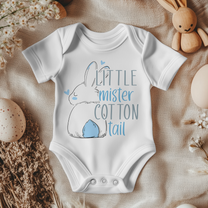Easter Boys Baby Bodysuit Long-Eared Bunny Blue Cotton Tail Hearts Script for Newborn Shower Gift