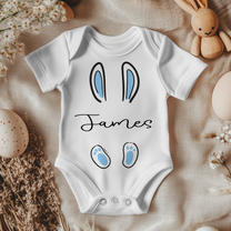 Personalised Easter Blue Bunny Ears Baby Bodysuit