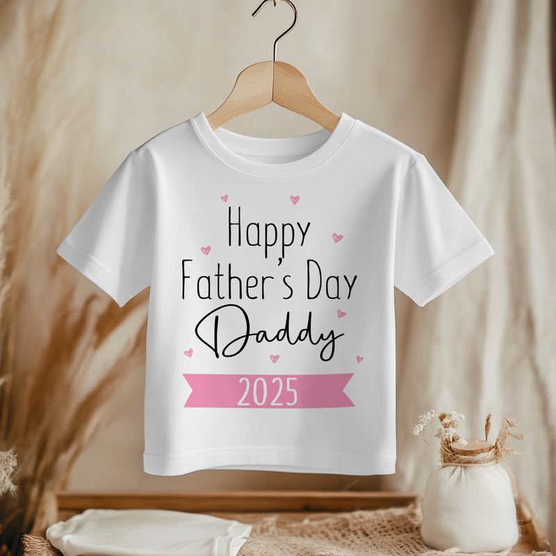 Happy Father's Day Daddy Pink Theme Toddler & Kids T Shirt